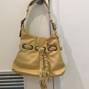 Pebble Braided kooba Snap beige Leather Hobo Bag!